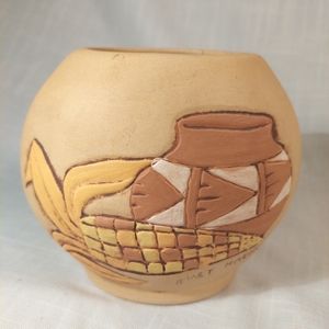 Vintage Janet Haefner‎ "Pot & Maize" Navajo Southwest Studio Art Pottery Vase